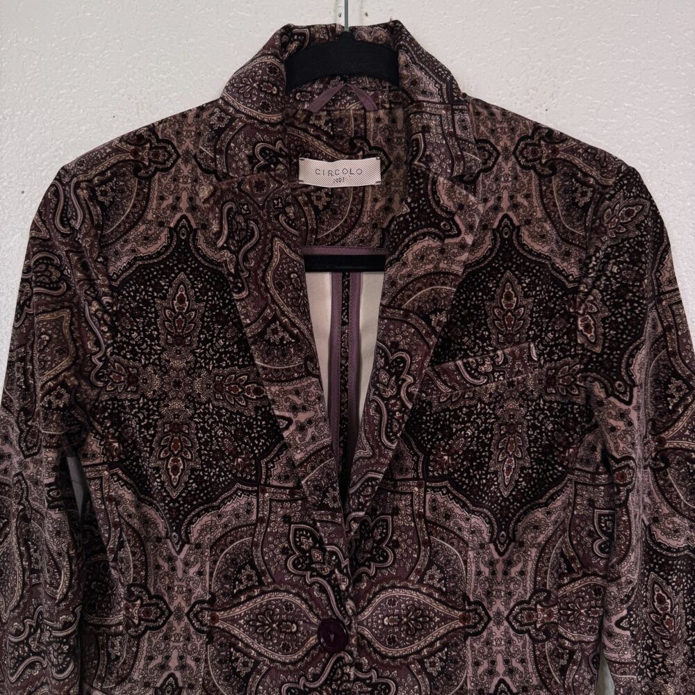 Circolo 1901 Blazer Jacket Women 40 IT Velvet Paisley Floral Preppy Classic 4 US - Picture 6 of 14
